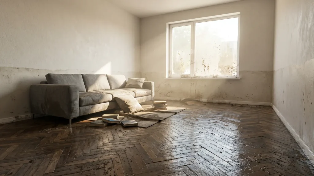 Intérieur de logement endommagé par l eau