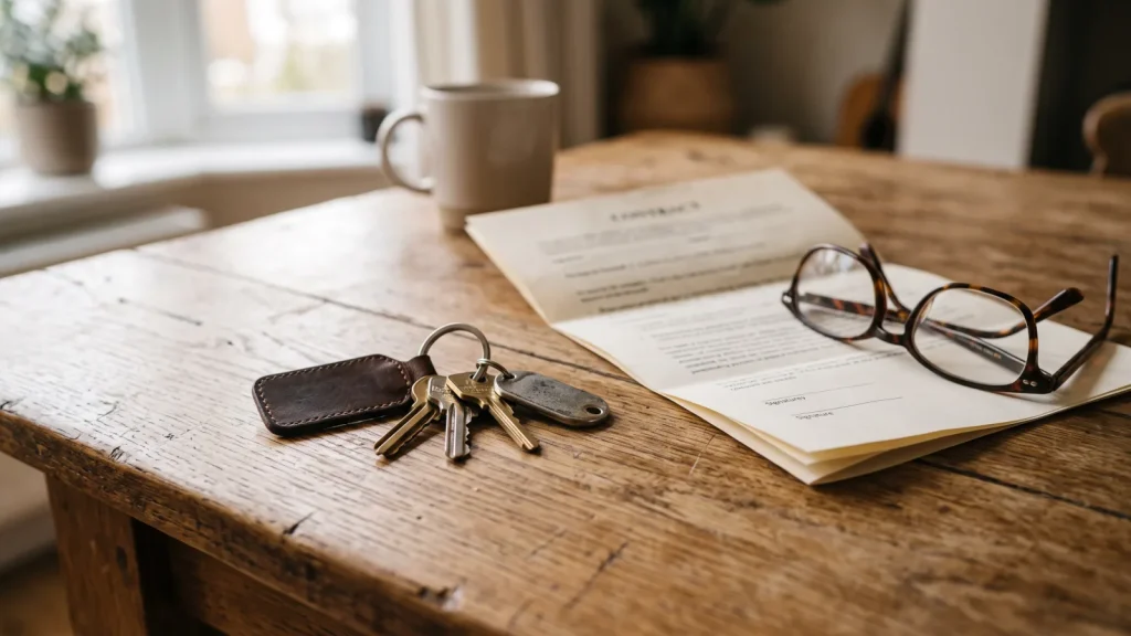 Clés de maison posées sur un contrat d'assurance habitation