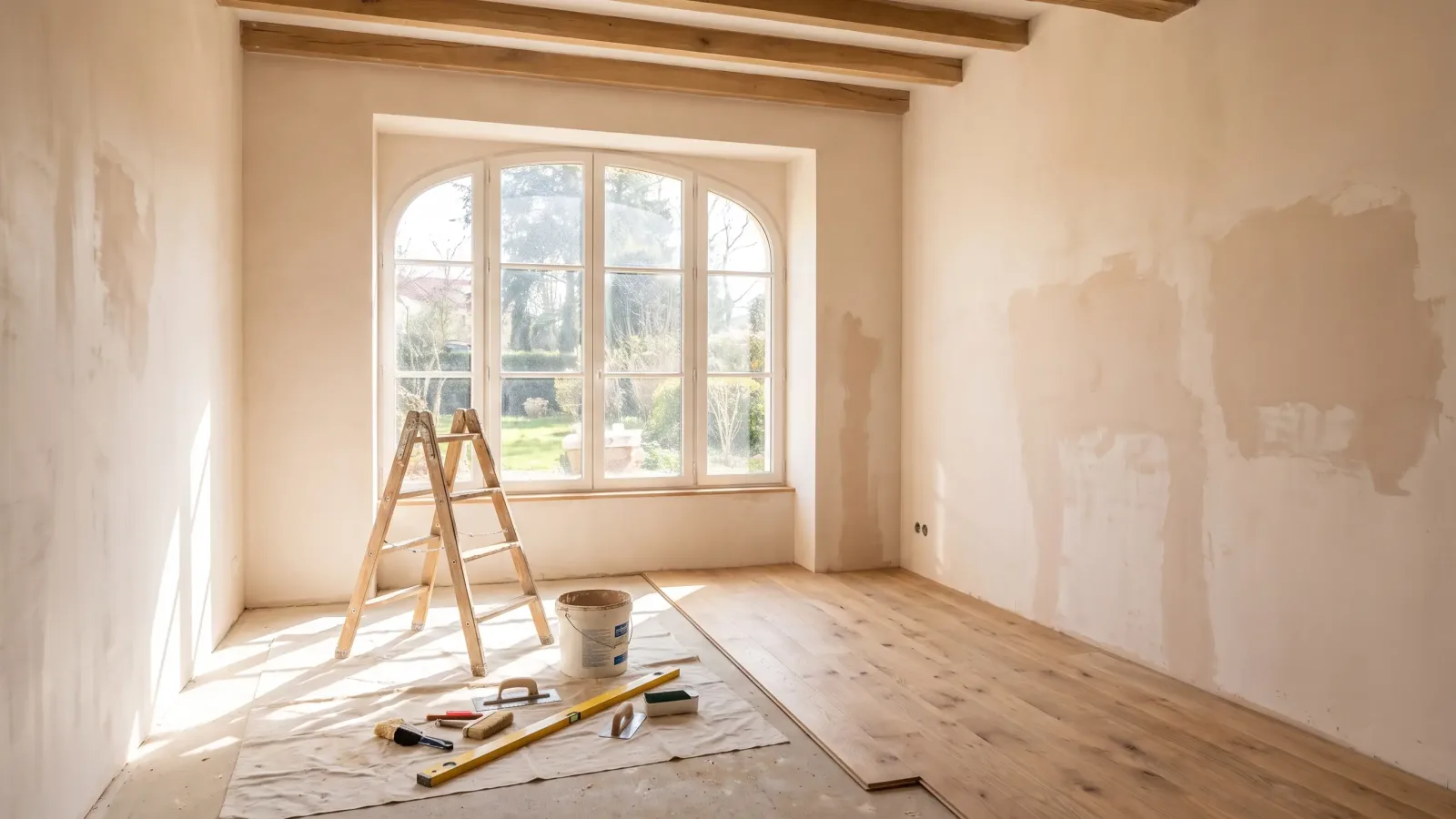 Travaux de rénovation intérieure dans une maison lumineuse